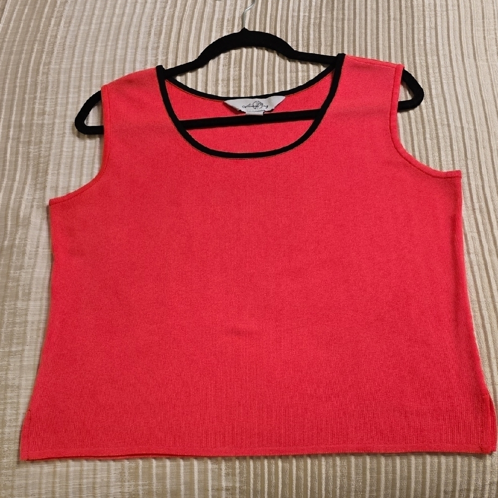 Ming Wang Pink and Black Fitted Sleeveless Tank Top - Picture 10 of 12